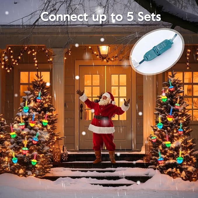 Christmas Bubble String Lights - 15 Counts Christmas Lights Bulb, Traditional Multicolor Bubble Decorative Lights for Holiday Christmas Celebrations Lighting, Warm White