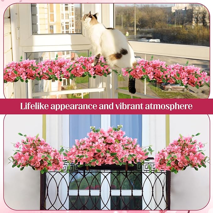 30 Pcs Artificial Faux Bougainvillea Fake Flower Silk Bougainvillea Branches UV Resistant Outdoor Indoor Decoration for Wedding Home Centerpieces Outside Decor (Pink)