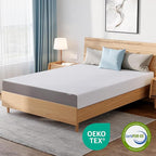 Amazon Basics Memory Foam Plush Mattress, Queen, White/Grey, 80 x 60 x 8 inches