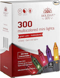 Holiday Joy Christmas Lights for Tree - 300 Count, Multicolor, Mini String Lights with Green Wire for Outdoor and Indoor Decorations﻿
