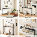 HOOBRO 47.2" Skinny Console Table with Power Outlets, 5.9" Behind Couch Table with Charging Station, Narrow Sofa Table, Long and Thin Table for Entryway, Living Room, Black BB15XG01G1