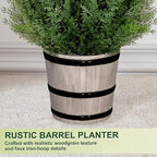 3FT Artificial Cedar Topiary Trees with Rustic Barrel Planter, Outdoor Indoor Realistic Faux Pine Shrubs Plants, Fake Cypress Trees for Home Offices Porch Decor, Set of 2