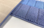 Custom Size Coastal Nautical Style Runner Rug Carpet for Hallway Entryway, Slip Resistant Latex Rubber Backed, 31 inch Wide X Customized Length, Squares Blue, 31 inch X 23 feet