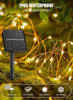 Minetom Solar String Lights, 4 Packs Total 132Ft 400 LED Solar Fairy Lights, Waterproof Solar Lights for Outside Patio Yard Tree Wedding Christmas, Warm White