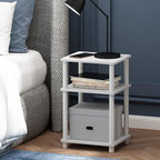 Furinno JUST Side Table, 3-Tier End Table, Open Shelves Night Stand, Bedside Table, Toolless Assembly, for Living Room, Bedroom, Bathroom, White(Espresso)