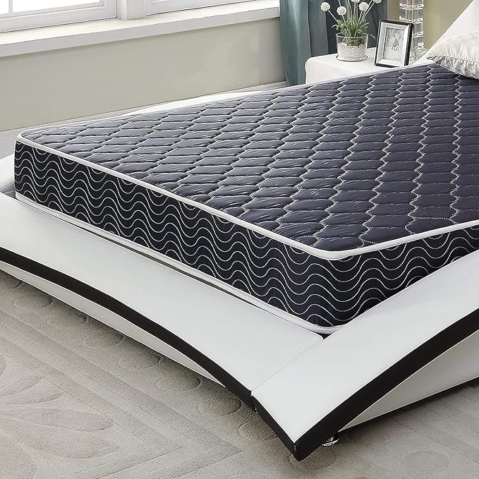 AC Pacific 6-Inch Water-Resistant High-Density Foam Mattress Made in USA with Stylish Diamond-Quilted Breathable Fabric, Distributes Weight Evenly, Full Deluxe, Navy Blue