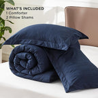 Bedsure Full Comforter Set - Navy Soft Bedding for All Seasons, Cationic Dyed Bed Set, 3 Pieces, 1 Full Size Comforter (82"x86") and 2 Pillow Shams (20"x26"+2")