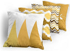 Ambesonne Modern Throw Pillow Cushion Case Pack of 4, Geometric Style Pattern of Triangles Zigzags Love Home Phrase Print, Modern Accent Double-Sided Digital Printing, 20", Pale Orange Amber and White