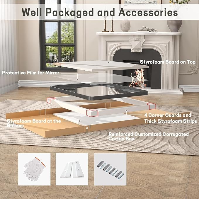 24x30 Inch Black Matte Framed Bathroom Mirror for Wall, Rounded Corner Rectangle Vanity Mirror, Tempered Glass, Anti-Rust, Shatterproof (Horizontal/Vertical)