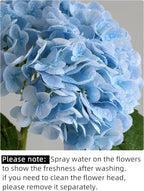 4pcs 21" Faux Blue Hydrangeas Artificial Flowers, Real Touch Silk Hydrangea Flowers with Stems for Bridal Wedding Bouquet Party Home Decor