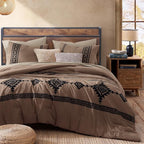 MaiRêve Embroidery Full Size Comforter Set Brown, Farmhouse Western Boho Bedding Set 7 Pieces, All Season Bed in A Bag Comforter Set with Sheets, Pillowcases & Shams