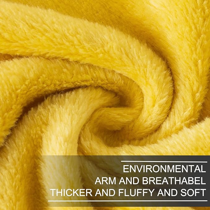 Fleece Blankets for All Season - Premium Lightweight Anti-Static Throw for Queen/Full Size Bed Extra Soft Brush Fabric Warm Sofa Thermal Blanket 90" x 90"(Yellow)