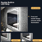 LED Bathroom Mirror 40"x 24",Front Lit and Backlit Bathroom Mirror with Lights,Stepless Dimmable,Anti-Fog, Shatter-Proof, Memory, 3 Colors Lighted Vanity Mirror (Horizontal/Vertical)