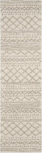 SAFAVIEH Arizona Shag Collection Runner Rug - 2'6" x 14', Ivory & Beige, Moroccan Design, Non-Shedding & Easy Care, 1.6-inch Thick Ideal for High Traffic Areas in Living Room, Bedroom (ASG741A)