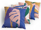 Ambesonne Exotic Throw Pillow Cushion Case Pack of 4, Tropical Themed Leaves Branches Monstera Plant Summer Vibes Pastel, Modern Accent Double-Sided Digital Printing, 16", Peach Blue Violet Mustard