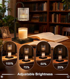 Candle Warmer Lamp, Candle Lamp Wax Warmer Heating, Timer & Dimmer 7-Levels, Fits Cup Jar Candle, Top Melting, Crystal Heater Lamp for Scented Wax, Elegant Home Decor, Black Glass