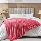 NEWCOSPLAY Super Soft King Blanket Coral Pink Premium Silky Flannel Fleece Leaves Pattern Lightweight Bed Blanket All Season Use (Coral Pink, King(90"x110"))