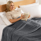 Exclusivo Mezcla Fleece Bed Blanket Queen Size, Super Soft and Warm Blankets for Couch, Sofa and Bed Waffle Textured, Cozy, Fuzzy and Lightweight (Dark Grey, 90x90 Inches)