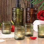 40Pcs Glass Votive Candle Holders, Green Tea Light Candle Holder Vintage Tealight Candle Holder Bulk for Wedding Christmas Party Table Decor (Green)