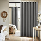 NICETOWN Grey Extra Wide 100% Blackout Linen Room Divider Curtain Screen Partitions, 100 inch per Panel, Energy Smart Thermal Insulated Drape for Closet