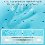 Airensky 4 Inch Memory Foam Mattress Topper, Cooling Gel Infused High Density Cal King (72"x84") Topper with Removable Washable Cover, Bed Topper for Pressure Relief Back Pain, CertiPUR-US Certified
