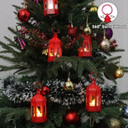LLQ 8 Pcs Mini Lantern Decor Moroccan Lantern with Flickering LED Candle Table Centerpiece Small Vintage Christmas Hanging Lamp Ornaments Bulk for Wedding Halloween Christmas Party (5 Inch,Red)