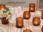 40 Pcs Assorted Amber Candle Holders Bulk- Amber Tealight Candle Holder for Fall Wedding Decor, Votive Candle Holders for Fall Home Decorations, Vintage Table Decor