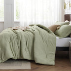 Bedsure Twin/Twin XL Comforter Set - Olive Green Soft Bedding for All Seasons, Cationic Dyed Bed Set, 2 Pieces, 1 Twin Size Comforter (68"x88") and 1 Pillow Sham (20"x26"+2")