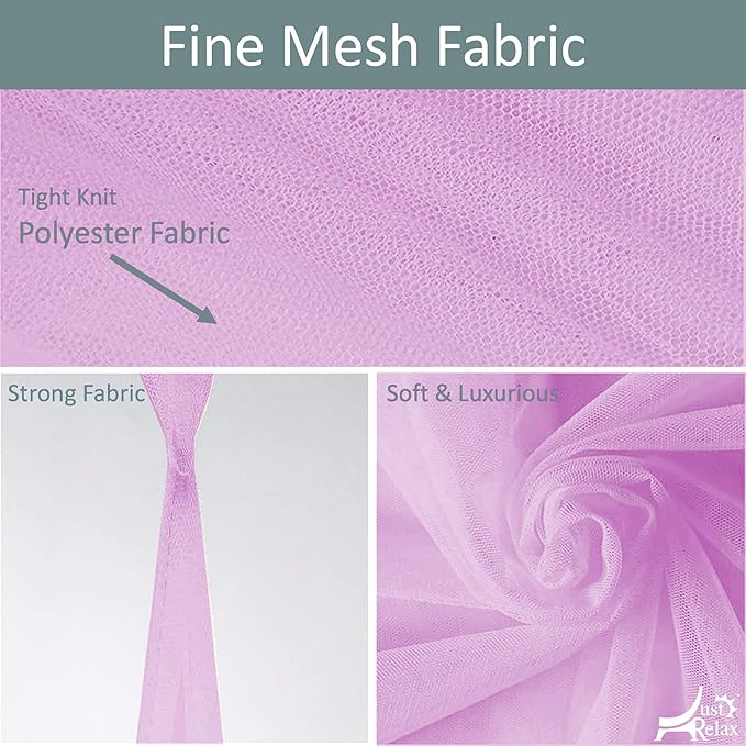 Just Relax Decorative Elegant Bed Net Canopy Set Including Full Hanging Kit, Ideal for Indoors or Outdoors, Intended for a for Covering Beds, Cribs, Hammocks (Pink, Twin/Full)