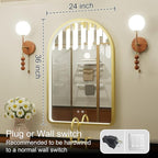 24x36 Inch Arched Gold LED Mirror for Bathroom, Adjustable 3000K/4500K/6000K, Wall Mounted Framed Lighted Bathroom Vanity Mirror with Lights, Anti-Fog, Dimmable, Memory Function