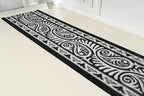 Custom Length Cut to Size Tribal Ethnic Southwestern Inspired Hallway Runner Rug, Non Slip Rubber Backed, 31 inch Wide X Customized Length, Mayan Black, 31 inch X 8 feet