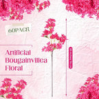 60 Pack Artificial Bougainvillea Floral 38" Silk Long Stem Bougainvillea Plants Hanging Table Centerpiece for Home Wedding Indoor Outdoor Decorations (Rose Red)
