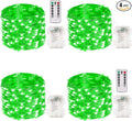 4 Pack 100 LED Fairy Lights Battery Operated with Remote, 33FT Waterproof Twinkle Lights with Timer & 8 Modes, Fairy String Lights Outdoor Indoor for Bedroom St Patrick's Day Decor (Green)