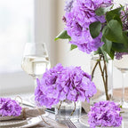Auihiay 64pcs Hydrangea Artificial Flowers, Purple Artificial Hydrangea Flowers, Silk Hydrangea Heads with Stems for Garden, Home Party Baby Shower DIY Wedding Centerpiece (Purple)