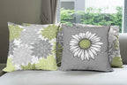 Ambesonne Floral Throw Pillow Cushion Case Pack of 4, Flower Petals Color Palette Chamomile Peony Dahlia and Sunflower, Accent Double-Sided Digital Printing, 18", Grey Pastel Green
