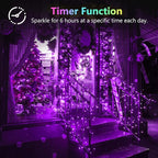 4 Pack 20FT 60LED Christmas Battery Operated Fairy Lights with Timer, Waterproof Battery String Lights Outdoor Indoor, Battery Twinkle Lights for Bedroom Wedding Birthday Party Christmas(Purple)