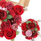 AmyHomie Red Artificial Flowers Combo Silk Mix Peony Rose Fake Flowers w/Stem for Valentine's Day DIY Wedding Bouquets Centerpieces Table Fall Decor Party Bridal Baby Shower Home Decorations