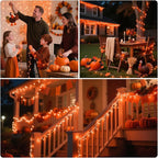 66Ft 200LED Orange Christmas Lights Plug in,Connectable Christmas Tree Lights,8 Modes String Lights Indoor Outdoor for Halloween Tree Party Bedroom Garden Decor (Clear Wire)