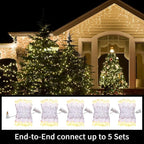 LAMPHOME Super-Bright Extendable Warm White Christmas Lights Decoration 100Lights 19.6ft UL Certified Mini Bulb String Lights Set for Outdoor Christmas Tree Garden Holiday Party Patio Wedding Decor