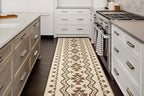 Custom Length Cut to Size Tribal Ethnic Southwestern Inspired Hallway Runner Rug, Non Slip Rubber Backed, 31 inch Wide X Customized Length, Aztec Beige, 31 inch X 18 feet