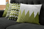 Ambesonne Modern Throw Pillow Cushion Case Pack of 4, Geometric Style Pattern of Triangles Zigzags Love Home Phrase Design, Modern Accent Double-Sided Digital Printing, 20", Olive Green and White