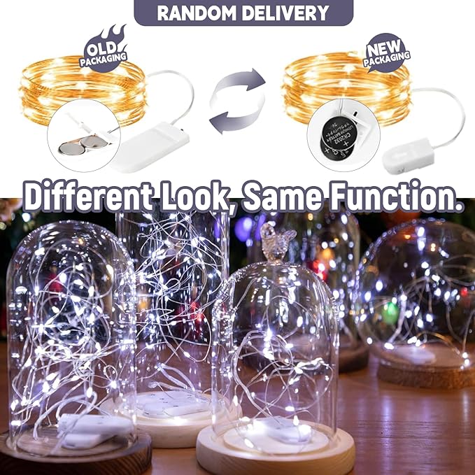 6 Pack White Fairy Lights Battery Operated Lights, 7ft 20 Led Mini String Lights, Waterproof Silver Wire Starry for Mason Jars Wedding Party Centerpiece Table Christmas