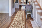 Custom Length Cut to Size Tribal Ethnic Southwestern Inspired Hallway Runner Rug, Non Slip Rubber Backed, 31 inch Wide X Customized Length, Mayan Brown, 31 inch X 8 feet