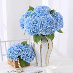 3 Pcs Real Touch Hydrangea Artificial Flowers, 21" Blue Full Faux Hydrangea Flowers Latex Fake Flowers for Home Decor Party Floral Arrangements Wedding Bouquets Centerpieces Outdoor Decor