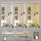 48x28 Inch LED Bathroom Mirror, Black Metal Framed Lighted Mirror for Bathroom, Wall Mouted LED Vanity Mirror with Lights, 3 Colors and Stepless Dimmable, Anti-Fog, Memory