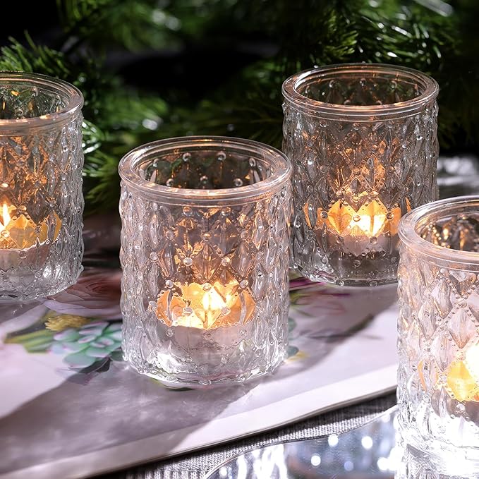 36pcs Clear Votive Candle Holders, Glass Candle Holders for Wedding Table Decorations, Tea Light Candle Holder, Candle Votives for Baby Shower Christmas Party Table Decor, Home Decor