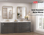 24x30 Gold Bathroom Mirror, Rounded Rectangle Gold Frame Mirror, Brushed Gold Brass Bathroom Vanity Mirror Wall-Mounted, Anti-Rust, Hangs Horizontally or Vertically