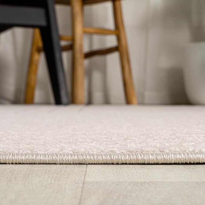 Eyely NCS101A-6SQ Scandinavian Odense Minimalist Angle Geometric Indoor Rug, Pet Friendly, Non-Shedding, Stain Resistant, Easy-Cleaning, Ivory/Cream, 6' Square, Indoor/Outdoor, Area Rug