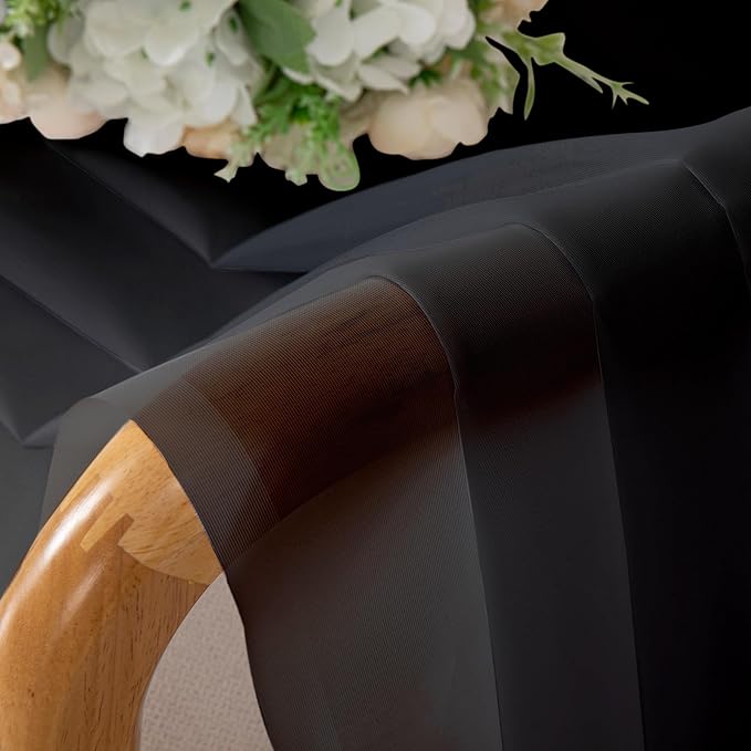 Aiyufeng Black Curtains 36 inches Long 2 Panels, Short Cafe Sheer Tiers, Kitchen Tier Curtains for Kitchen Room Laundry, Rod Pocket, 40" Wx36 L