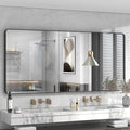 60x28 Black Framed Bathroom Mirror, Large Matte Black Bathroom Vanity Mirror for Wall, Rounded Rectangle Bathroom Mirror, Shatterproof (Horizontally/Vertically)